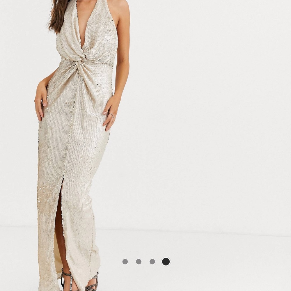 wrap front sequin maxi